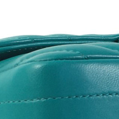 Second hand Chanel Classic Single Flap Mini Lambskin Leather Chevron Shoulder Bag Green - Tabita Bags
