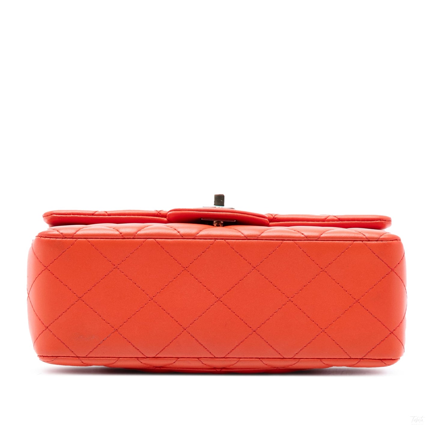 Second hand Chanel Classic Single Flap Mini Lambskin Leather Matelassè Shoulder Bag Orange - Tabita Bags