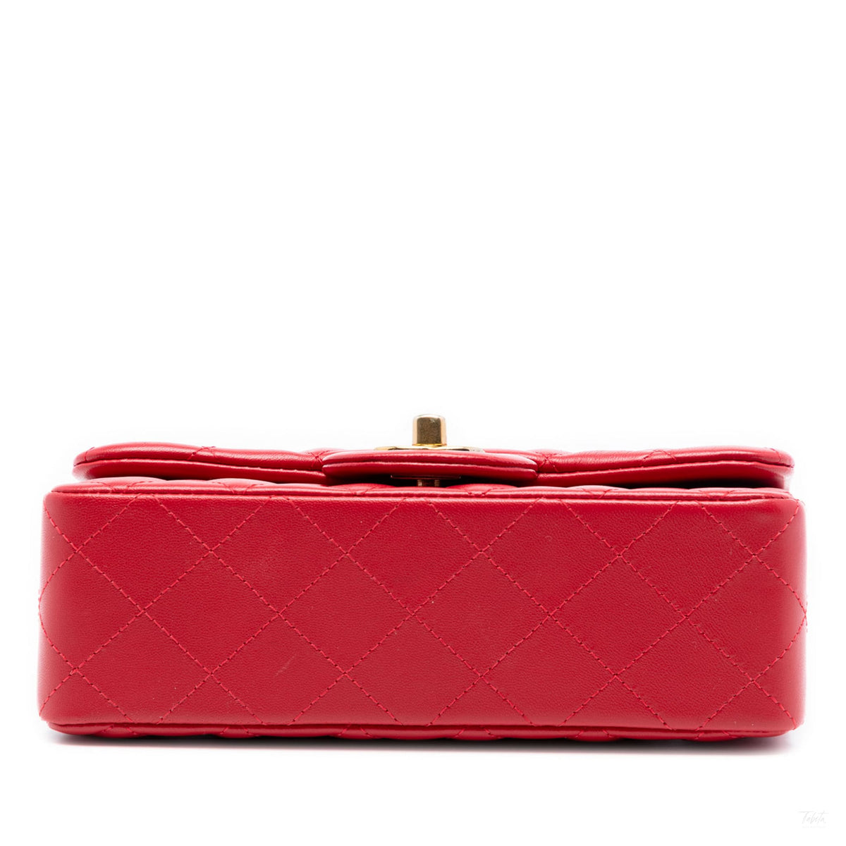 Second hand Chanel Classic Single Flap Mini Lambskin Leather Matelassè Shoulder Bag Red - Tabita Bags
