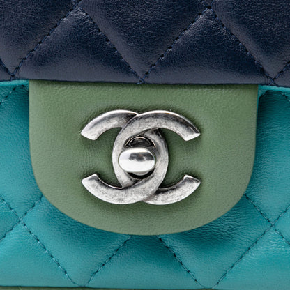 Second hand Chanel Classic Single Flap Mini Lambskin Leather Matelassè Shoulder Bag Tricolor - Tabita Bags
