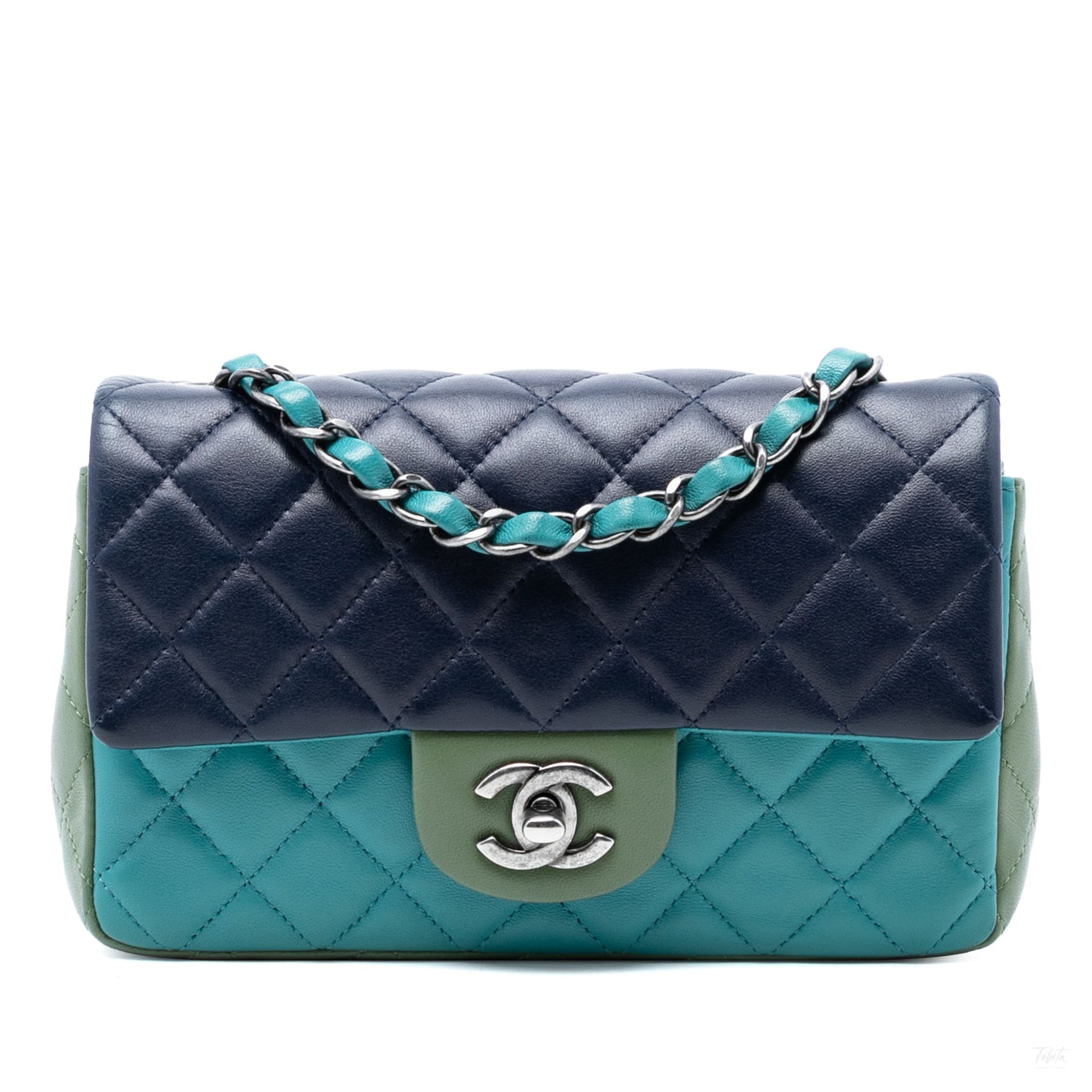 Second hand Chanel Classic Single Flap Mini Lambskin Leather Matelassè Shoulder Bag Tricolor - Tabita Bags