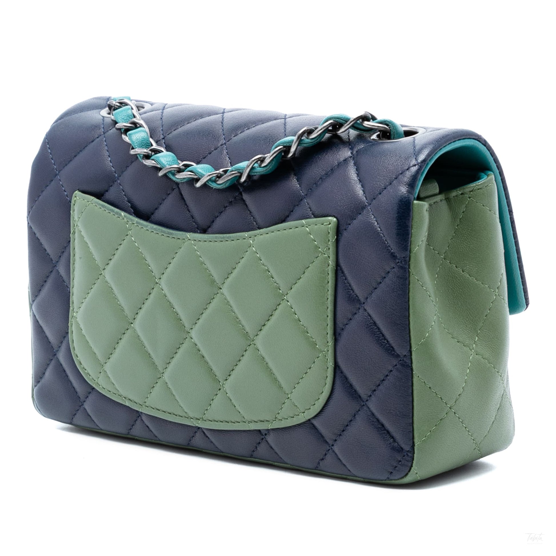 Second hand Chanel Classic Single Flap Mini Lambskin Leather Matelassè Shoulder Bag Tricolor - Tabita Bags