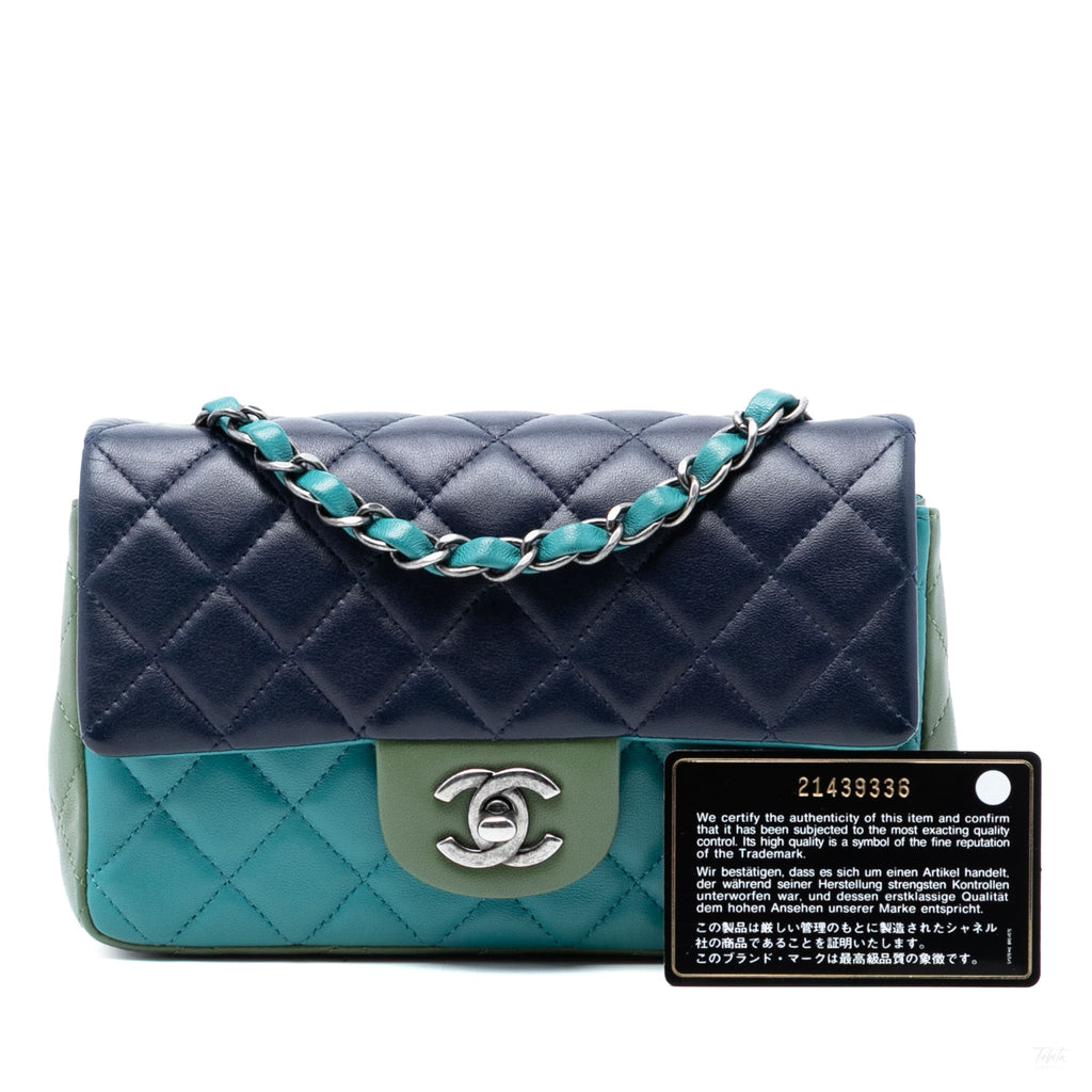 Second hand Chanel Classic Single Flap Mini Lambskin Leather Matelassè Shoulder Bag Tricolor - Tabita Bags