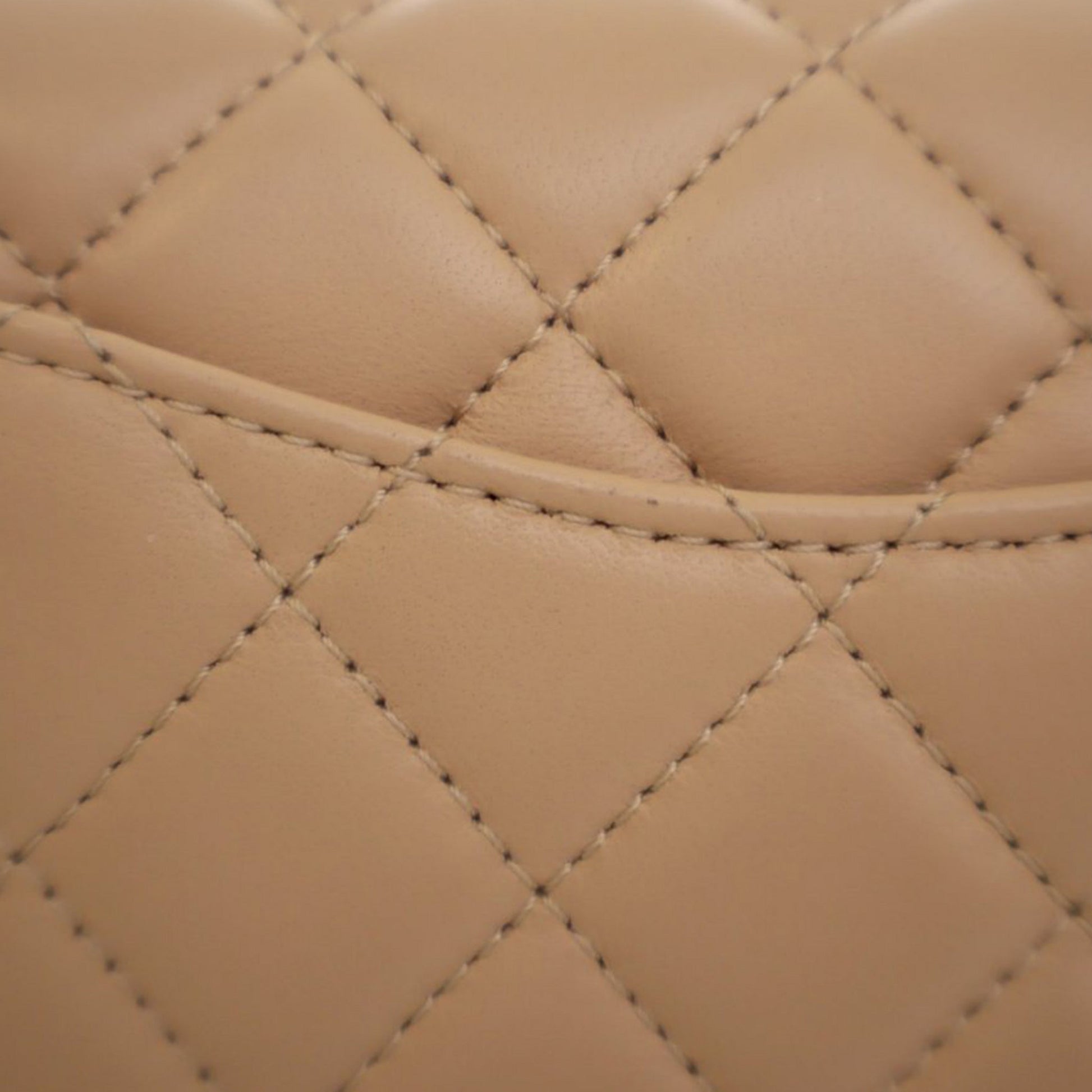 Second hand Chanel Classic Single Flap Mini Lambskin Leather Pearl Crush Matelassè Shoulder Bag Beige - Tabita Bags
