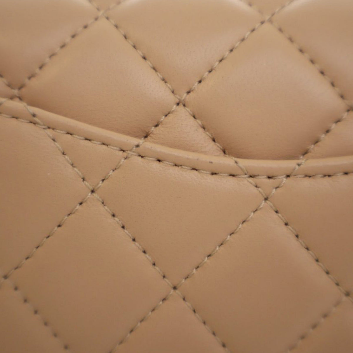 Second hand Chanel Classic Single Flap Mini Lambskin Leather Pearl Crush Matelassè Shoulder Bag Beige - Tabita Bags