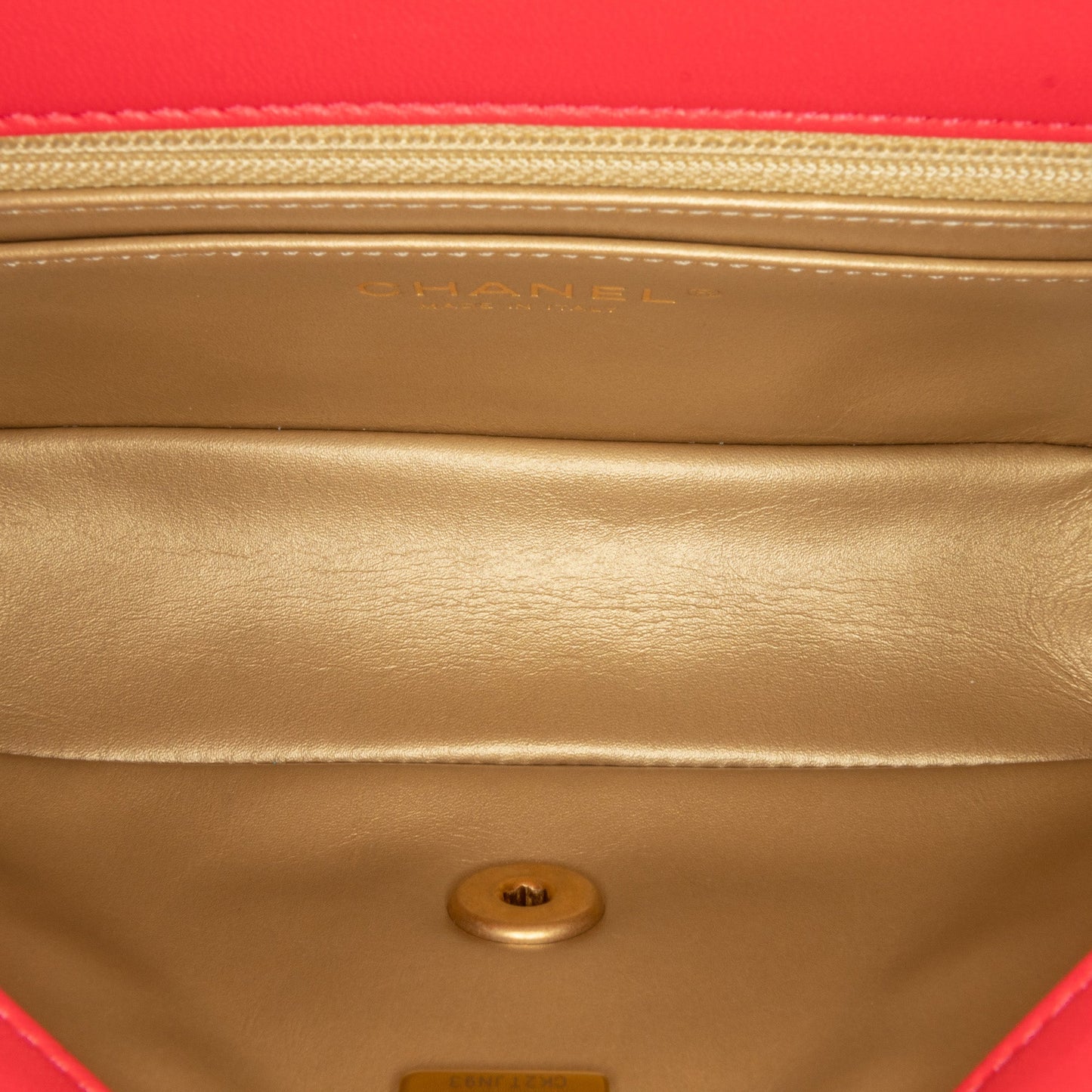 Second hand Chanel Classic Single Flap Mini Lambskin Leather Pearl Crush Matelassè Shoulder Bag Red - Tabita Bags