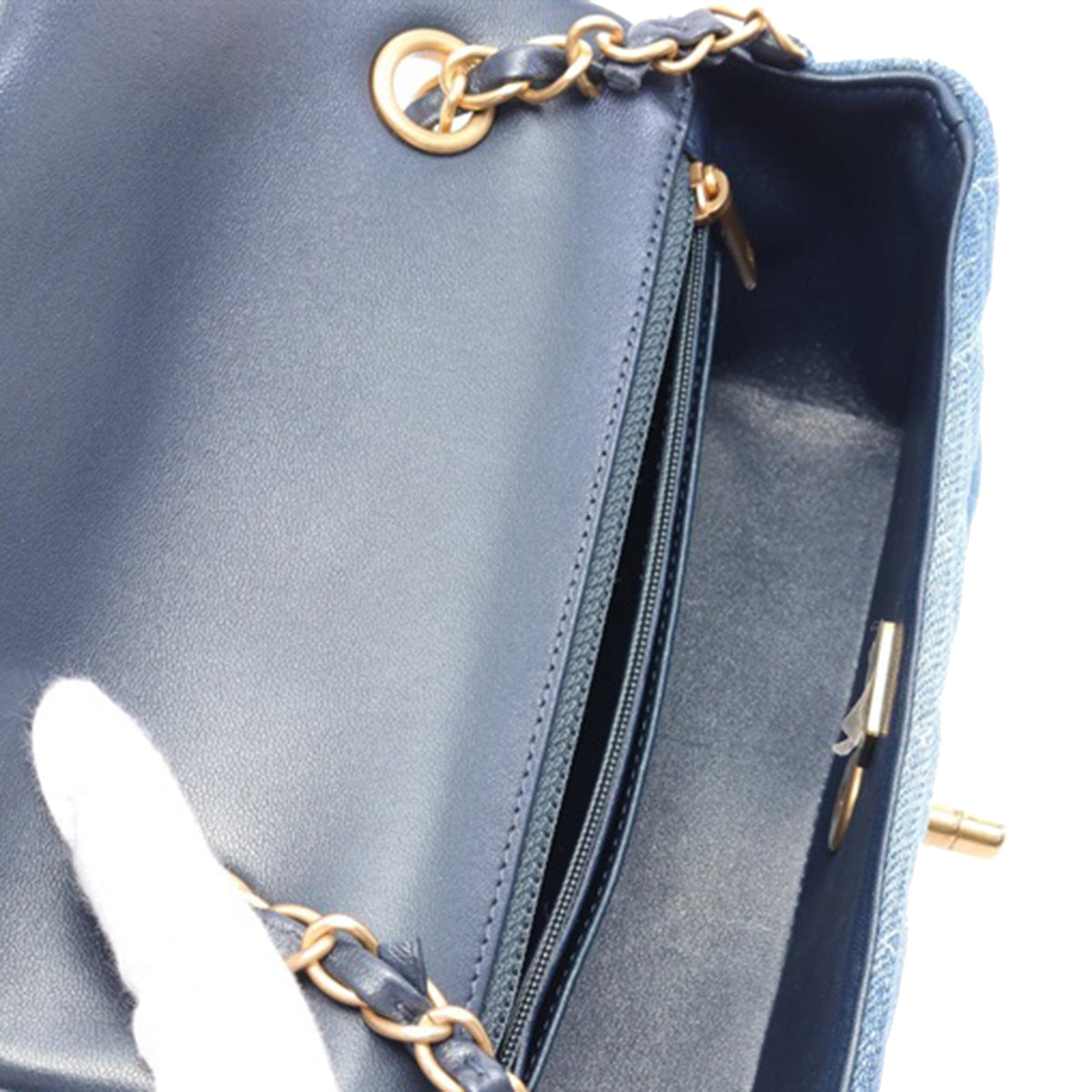 Second hand Chanel Classic Single Flap Mini Matelassè Denim 2 - Ways Flap Shoulder Bag Blue - Tabita Bags