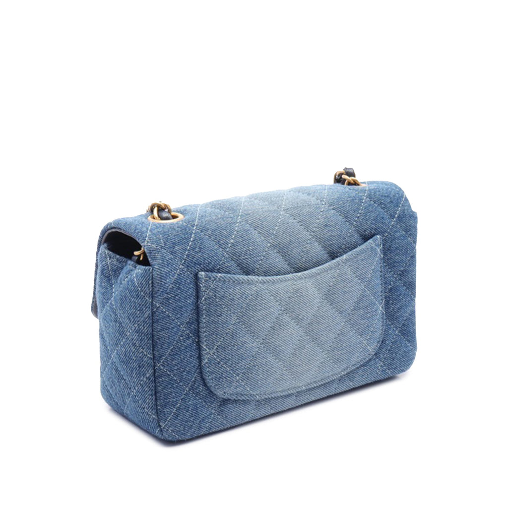 Second hand Chanel Classic Single Flap Mini Matelassè Denim 2 - Ways Flap Shoulder Bag Blue - Tabita Bags