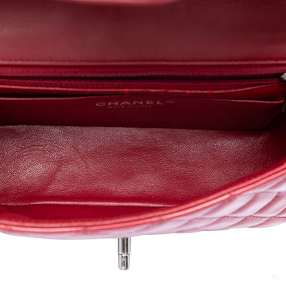 Second hand Chanel Classic Single Flap Mini Patent Leather Matelassè Shoulder Bag Red - Tabita Bags