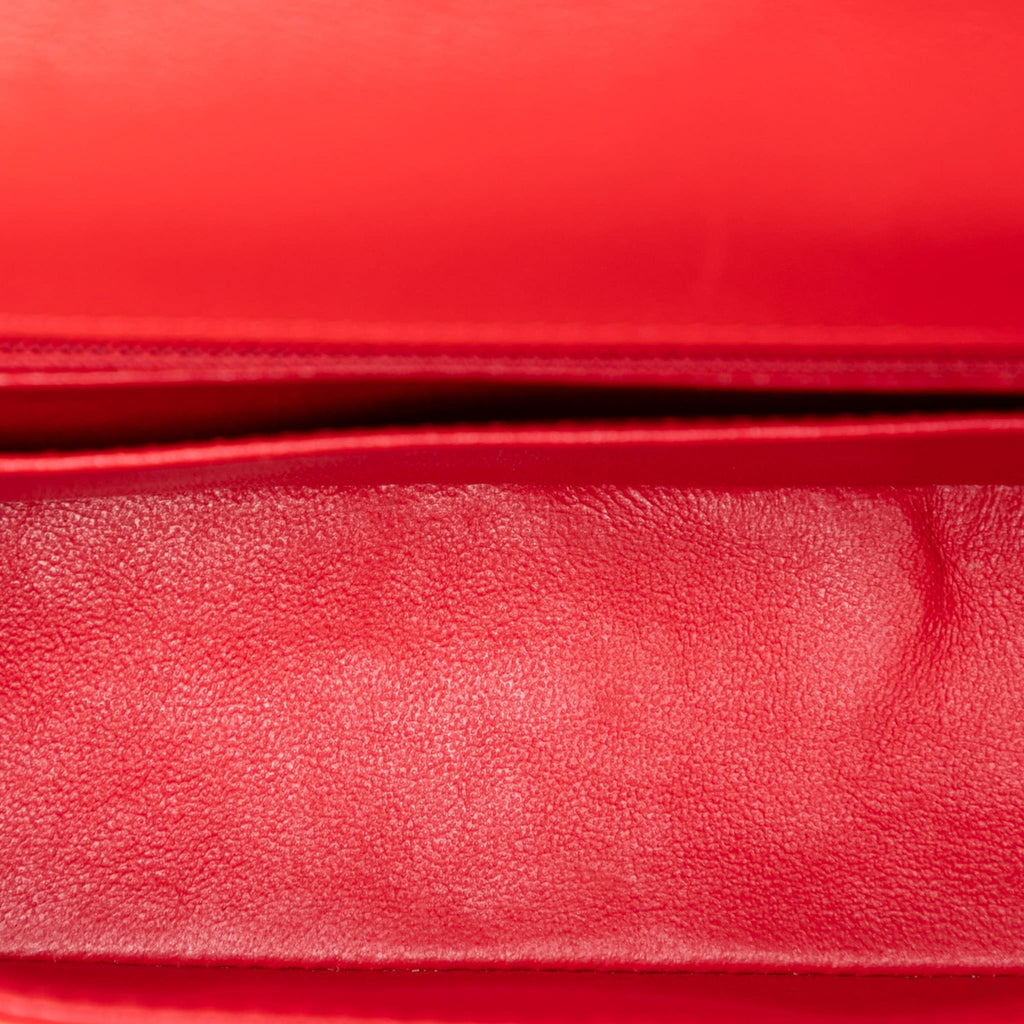 Second hand Chanel Classic Single Flap Mini Patent Leather Matelassè Shoulder Bag Red - Tabita Bags