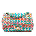 Second hand Chanel Classic Single Flap Mini Tweed Matelassè Shoulder Bag Multicolor - Tabita Bags