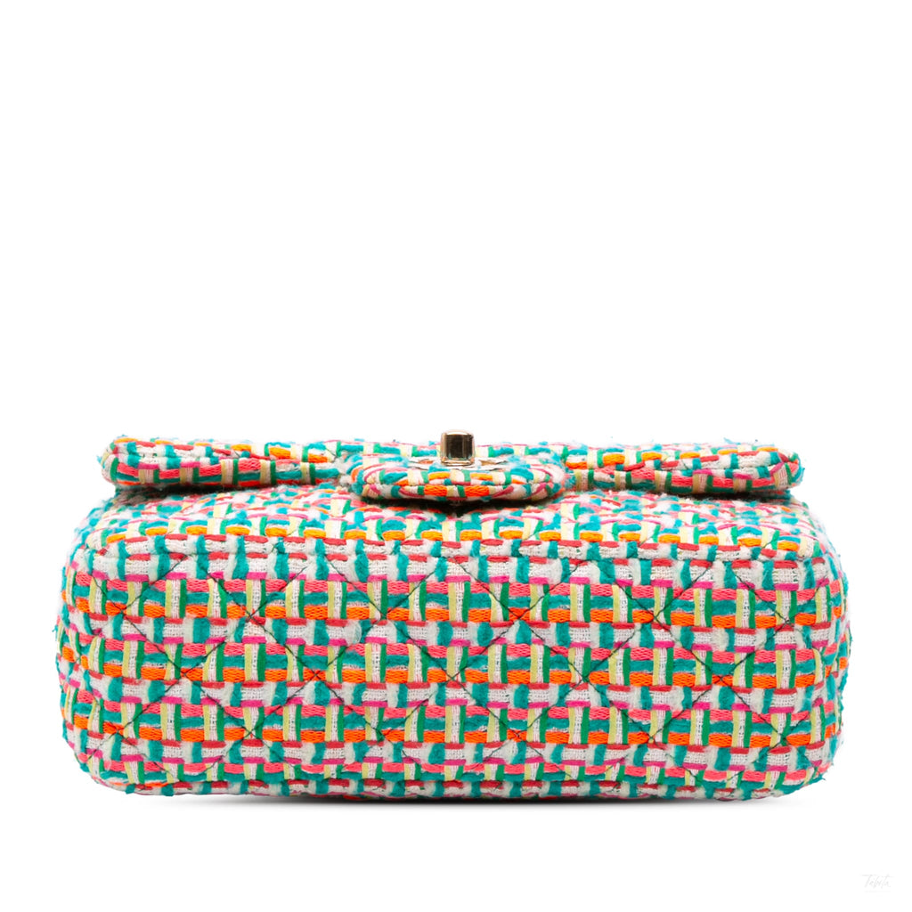 Second hand Chanel Classic Single Flap Mini Tweed Matelassè Shoulder Bag Multicolor - Tabita Bags