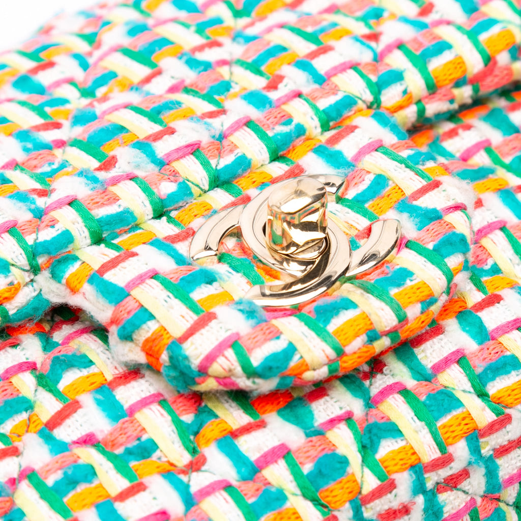 Second hand Chanel Classic Single Flap Mini Tweed Matelassè Shoulder Bag Multicolor - Tabita Bags