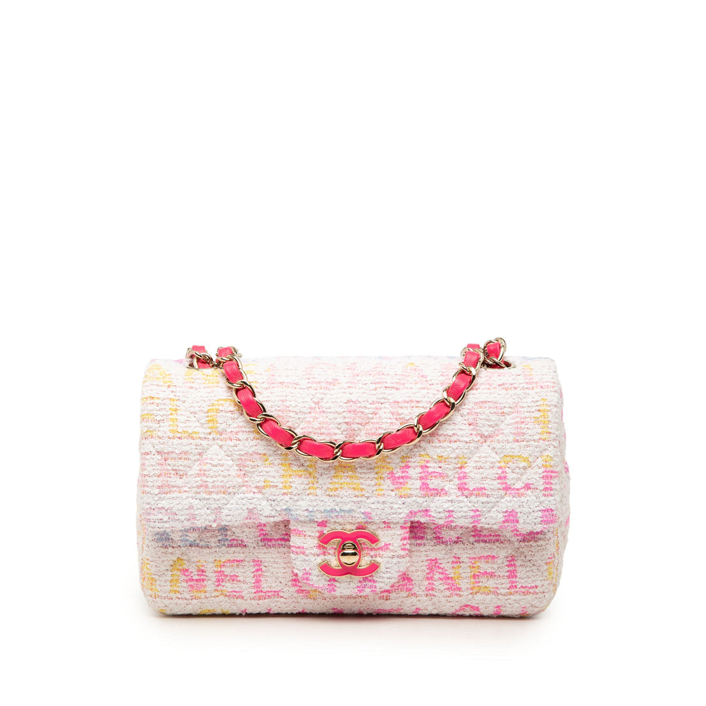 Second hand Chanel Classic Single Flap Mini Tweed Matelassè Shoulder Bag Multicolor - Tabita Bags