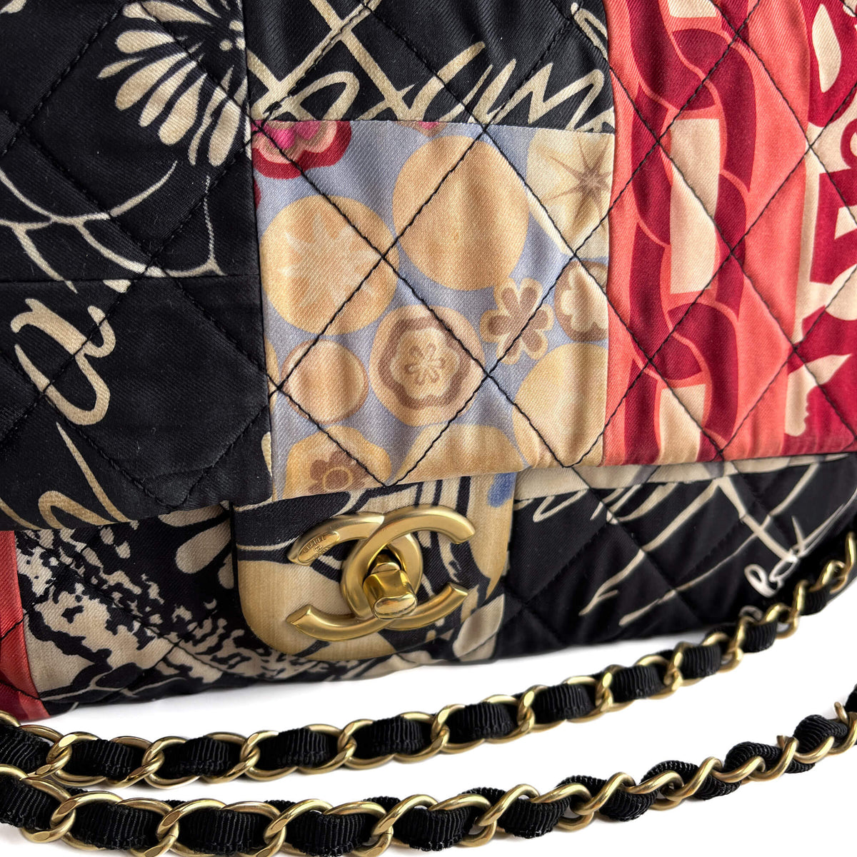 Second hand Chanel Classic Single Flap Patchwork Matelassè Cotton 2 - Ways Flap Crossbody Multicolor - Tabita Bags