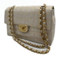 Second hand Chanel Classic Single Flap Small Chocolate bar Nylon Fabric 2 - Ways Flap Bag Champagne Gold - tone - Tabita Bags