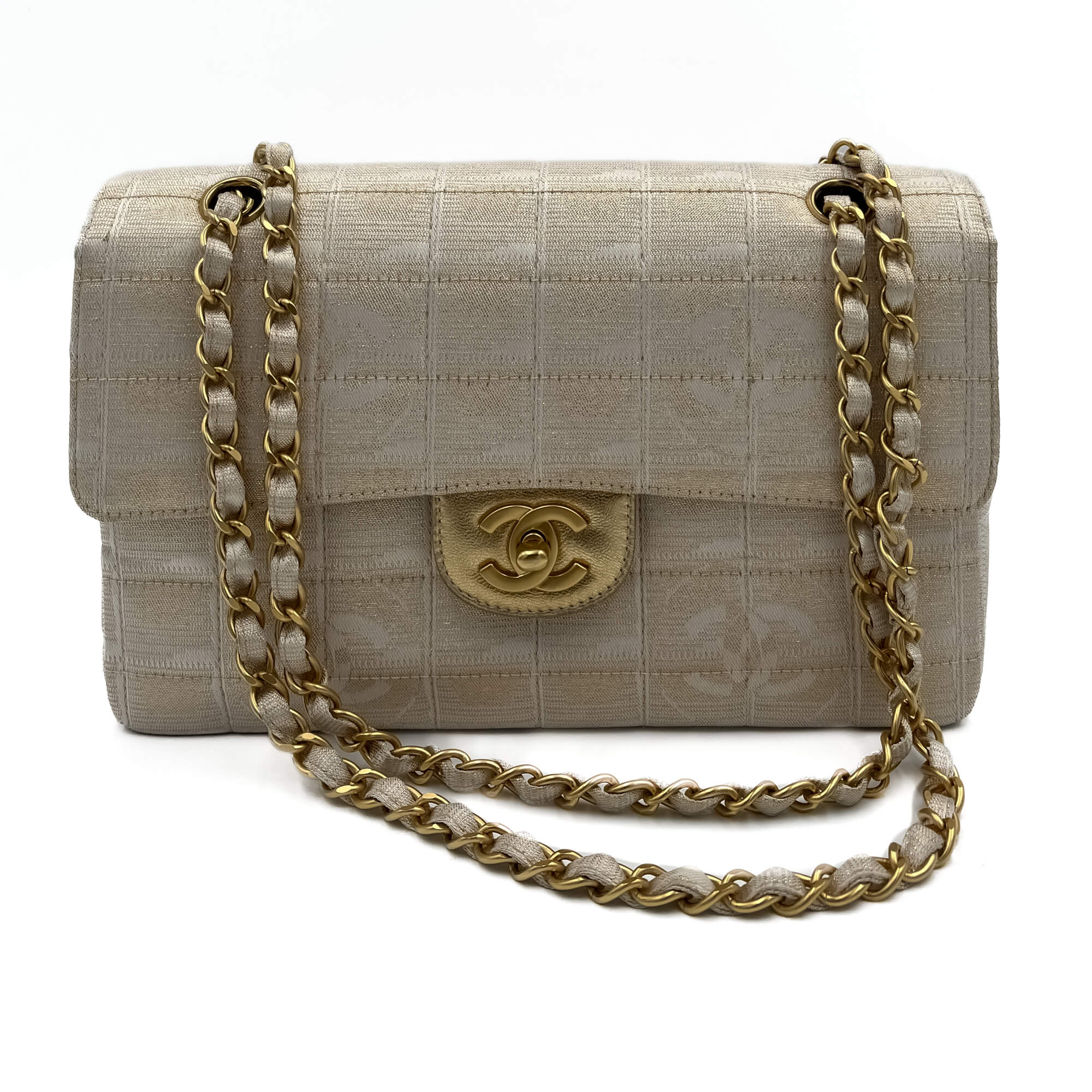 Chanel fabric flap bag sale