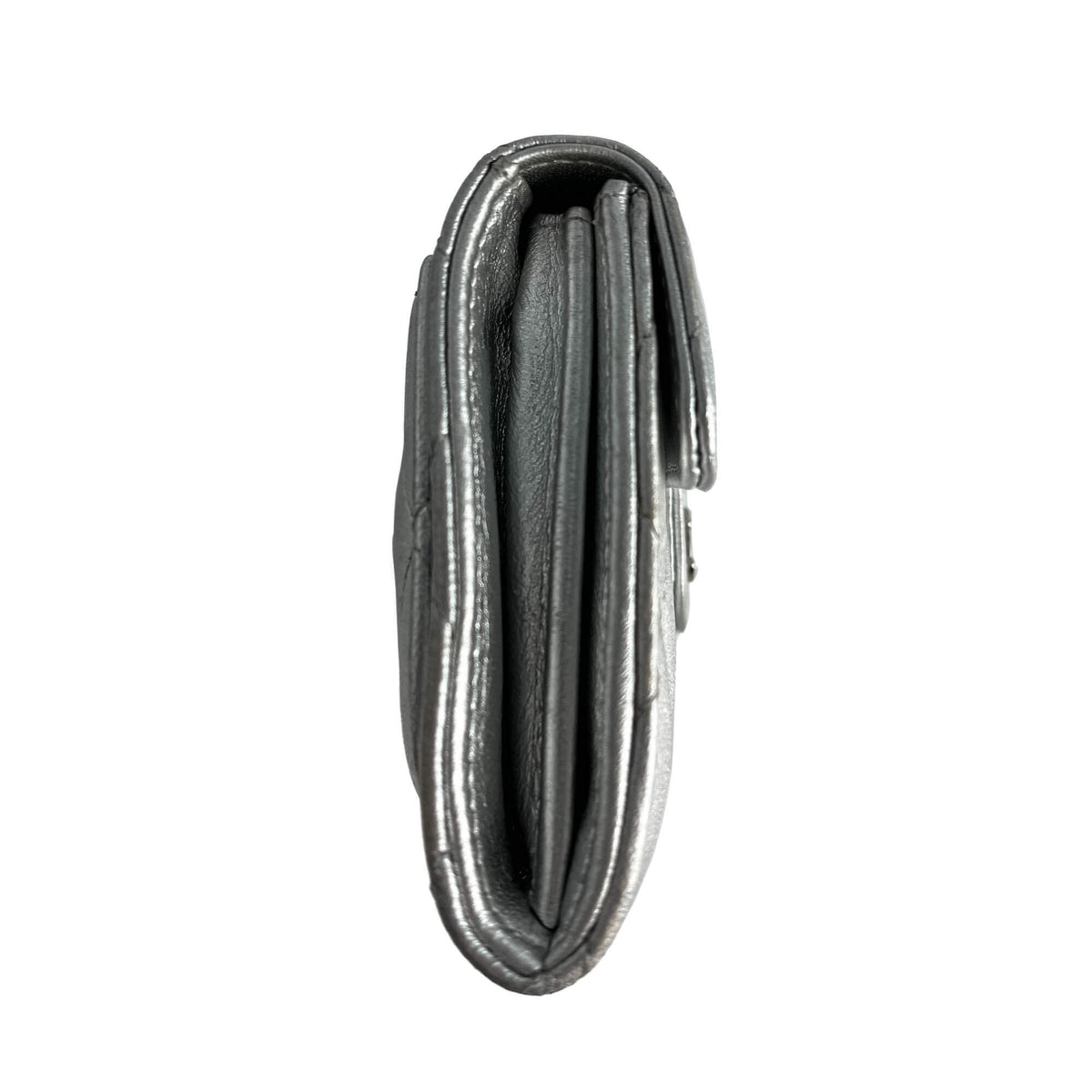 Second hand Chanel Classic Single Flap Small Matelassè Lambskin Leather Folding Wallet Metallic - Tabita Bags