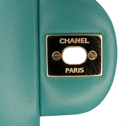 Second hand Chanel Classic Single Flap Square Lambskin Leather Matelassè Shoulder Bag Green - Tabita Bags