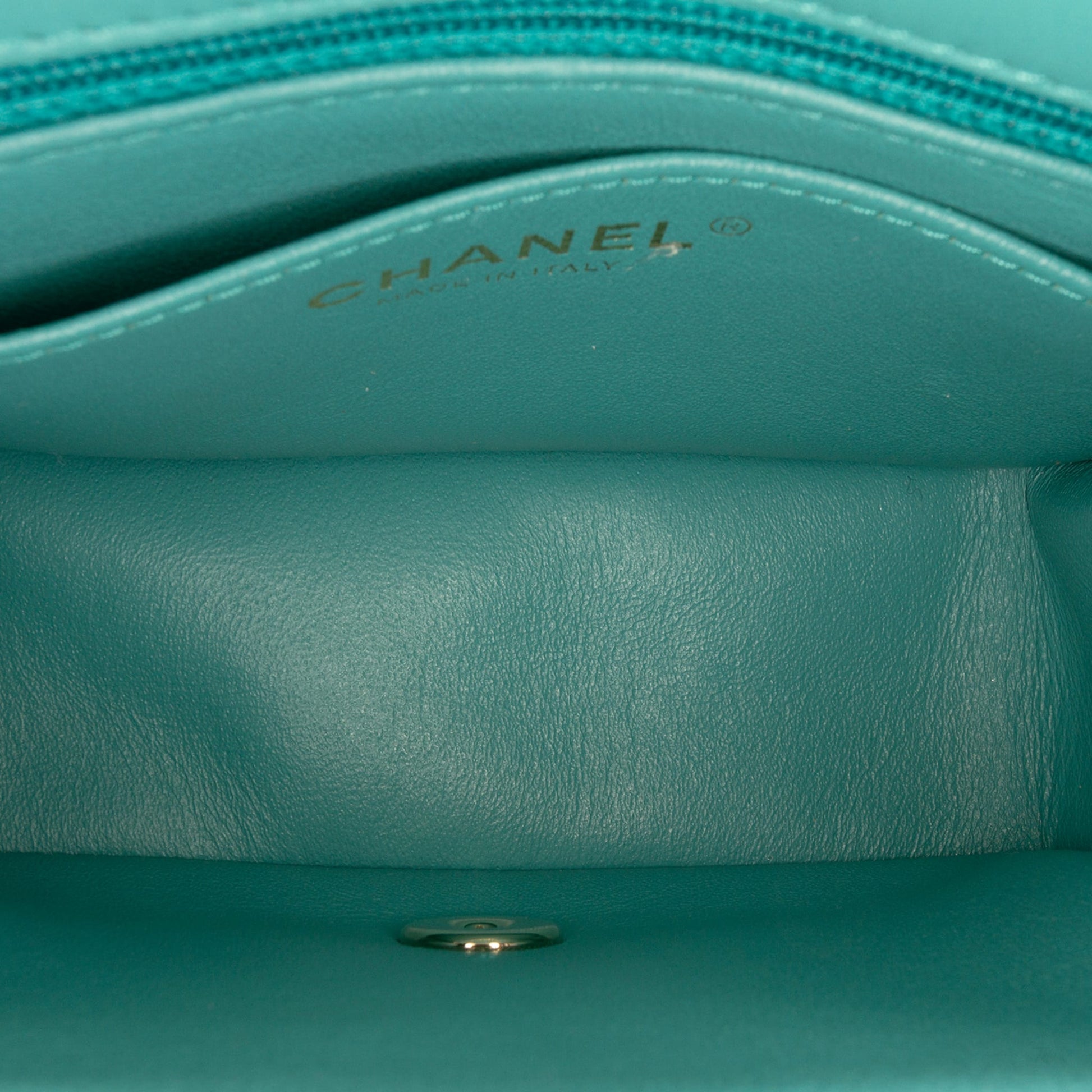 Second hand Chanel Classic Single Flap Square Lambskin Leather Matelassè Shoulder Bag Green - Tabita Bags