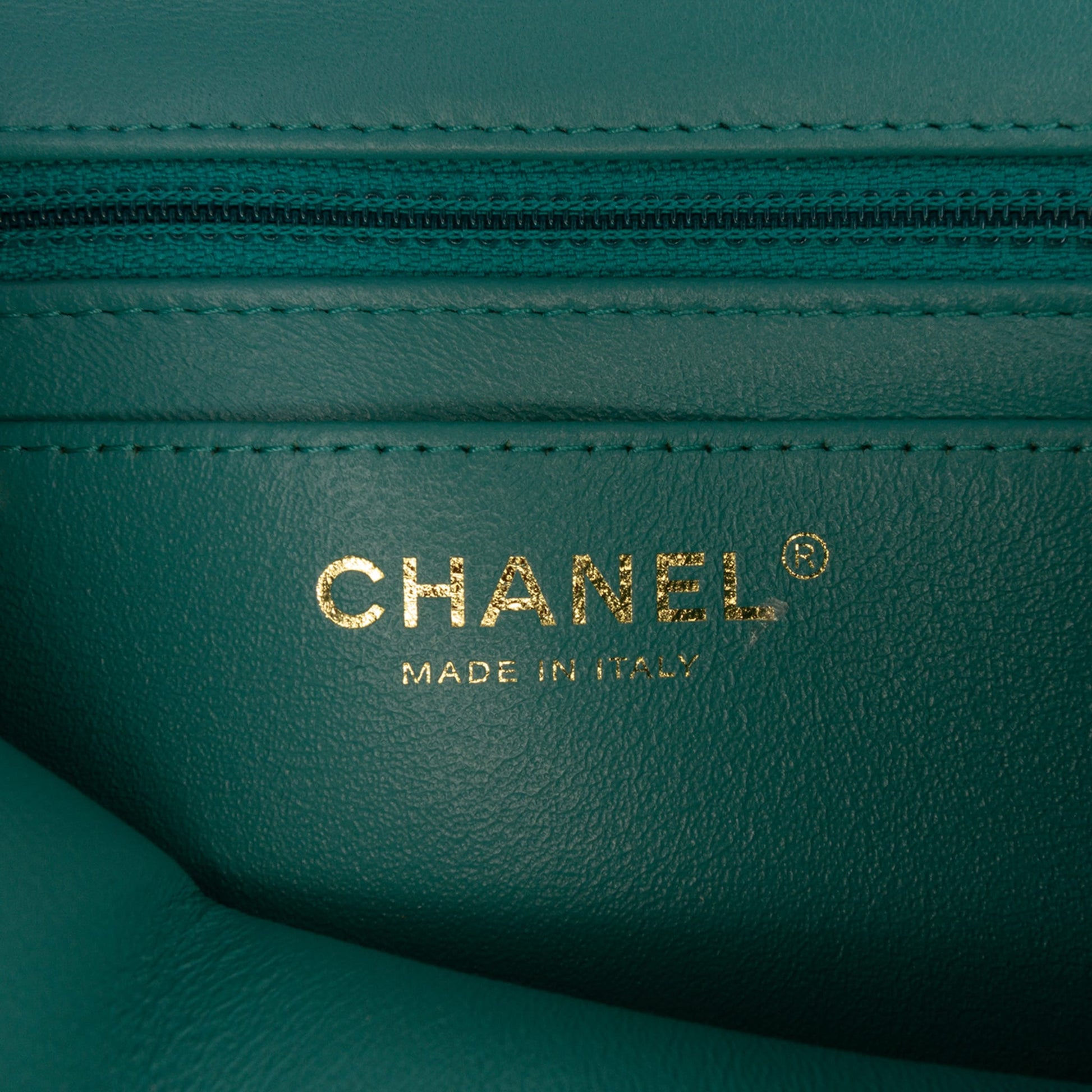 Second hand Chanel Classic Single Flap Square Lambskin Leather Matelassè Shoulder Bag Green - Tabita Bags