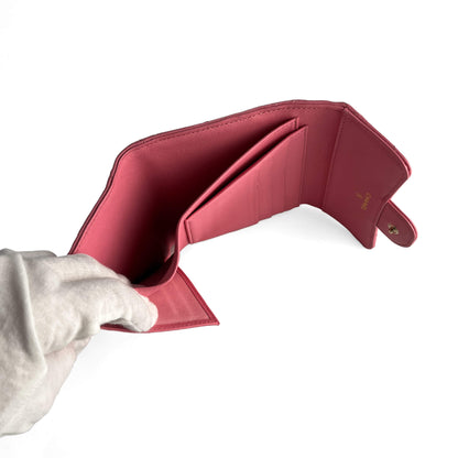 Second hand Chanel Classic Single Flap Trifolding Lambskin Leather Matelassè Compact Wallet Pink - Tabita Bags