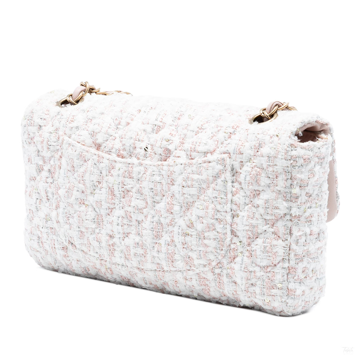 Second hand Chanel Classic Single Flap Tweed Matelassè Crossbody Pink - Tabita Bags