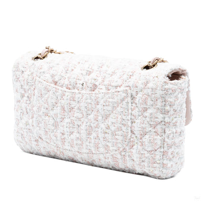 Second hand Chanel Classic Single Flap Tweed Matelassè Crossbody Pink - Tabita Bags