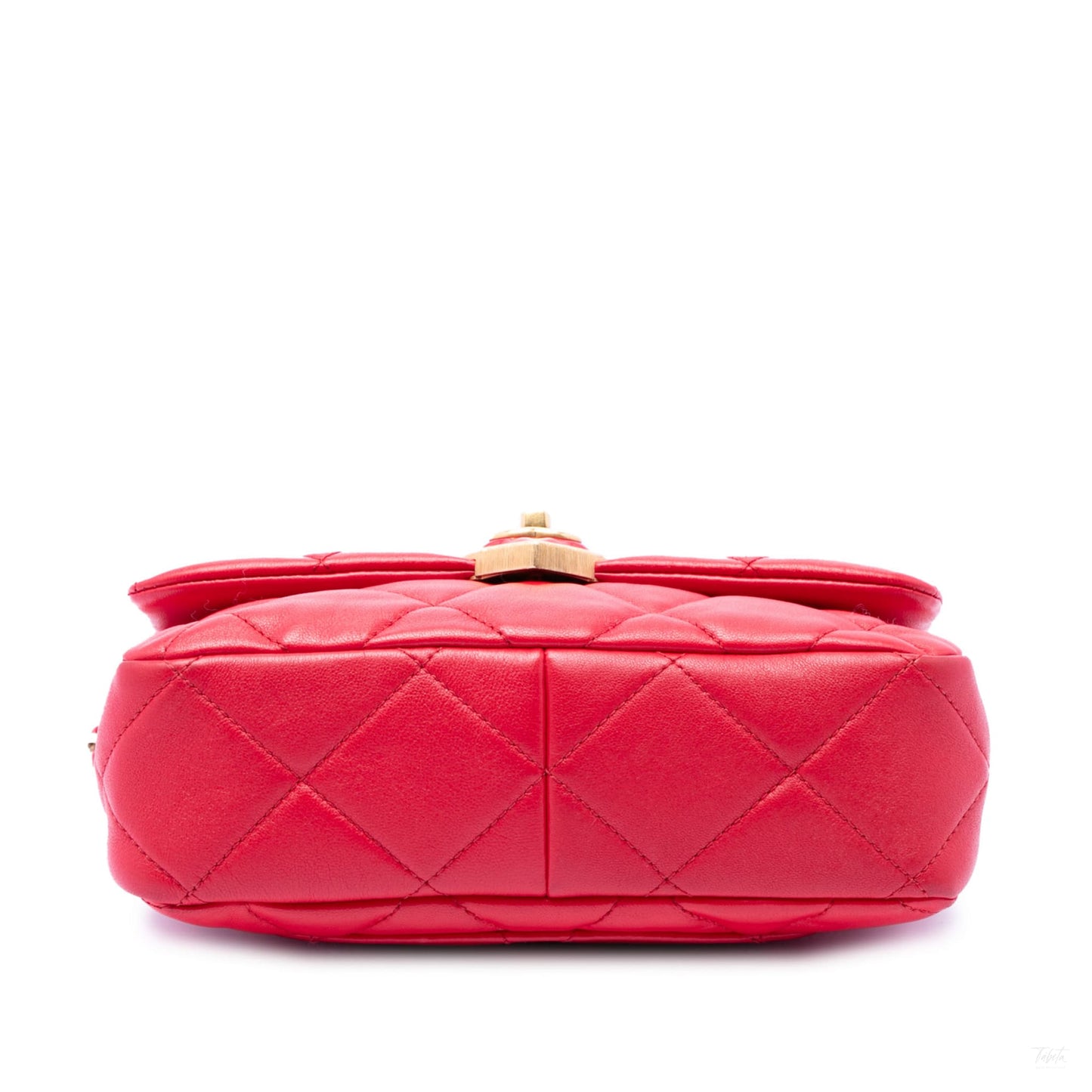 Second hand Chanel Coco Love Small Lambskin Leather Quilted Flap Shoulder Bag Red - Tabita Bags