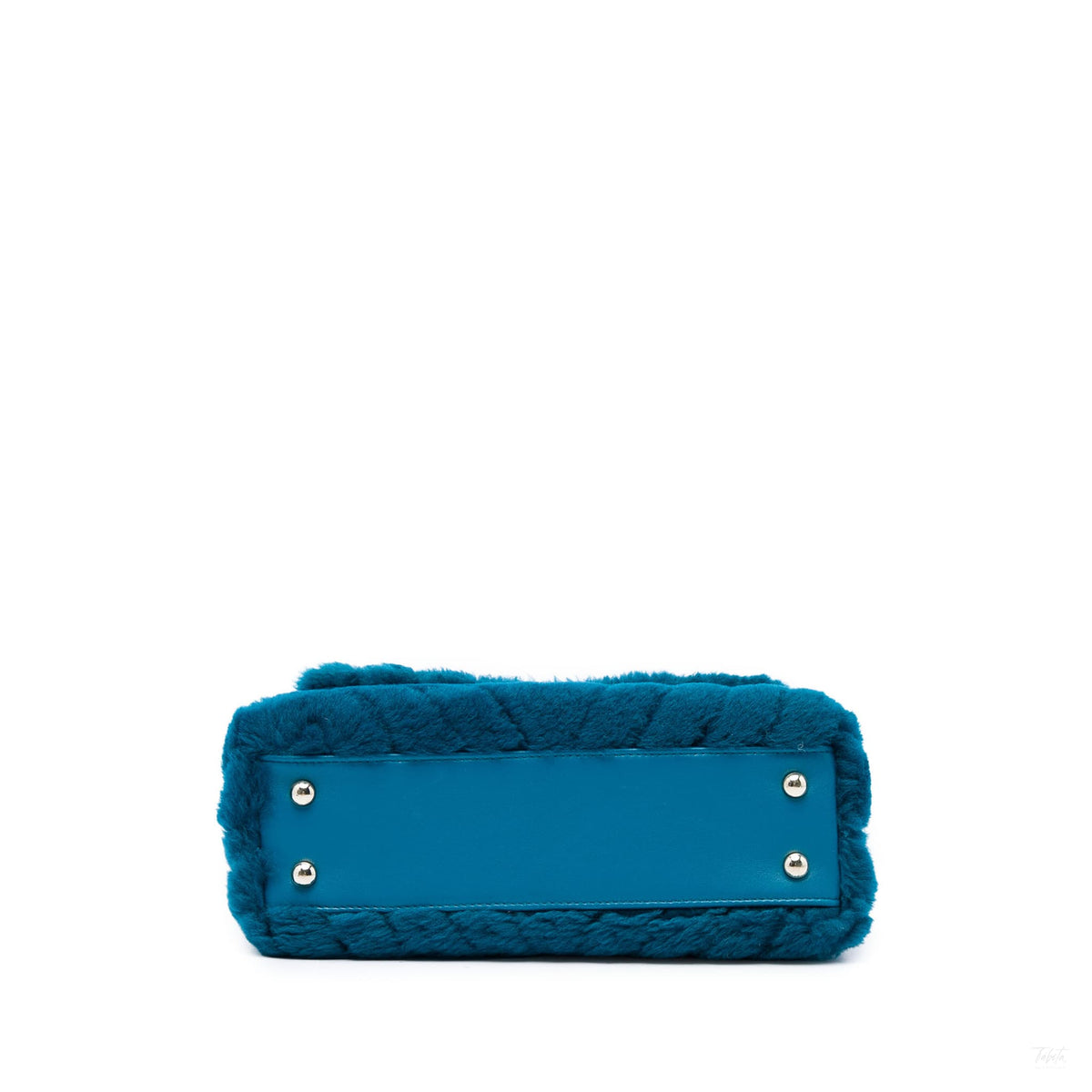 Second hand Chanel Coco Mini Shearling Chevron Top-handle Shoulder Bag Blue - Tabita Bags
