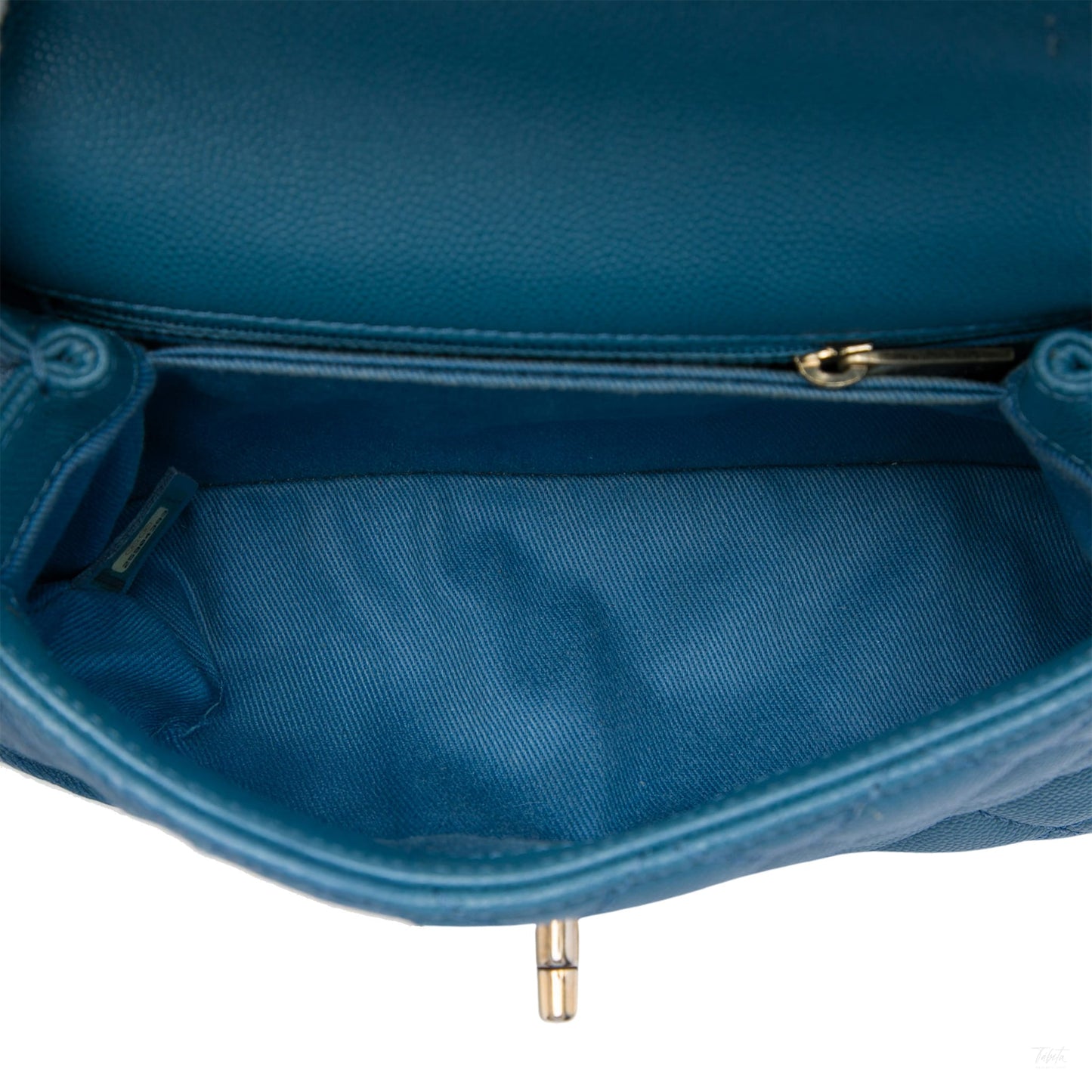 Second hand Chanel Coco Small Caviar Leather Top-handle Shoulder Bag Blue - Tabita Bags