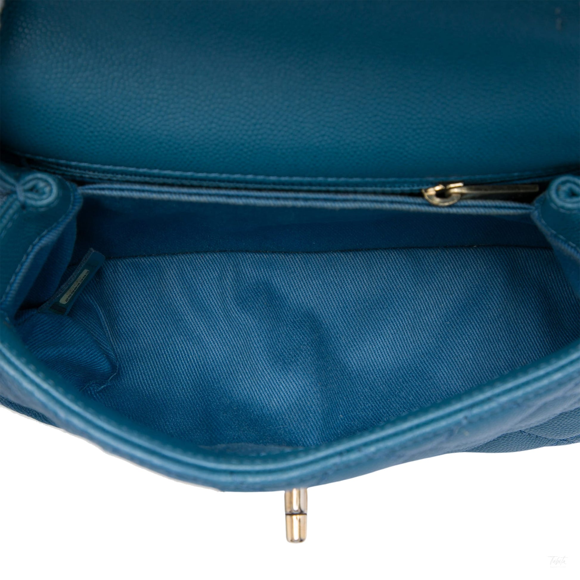 Second hand Chanel Coco Small Caviar Leather Top-handle Shoulder Bag Blue - Tabita Bags