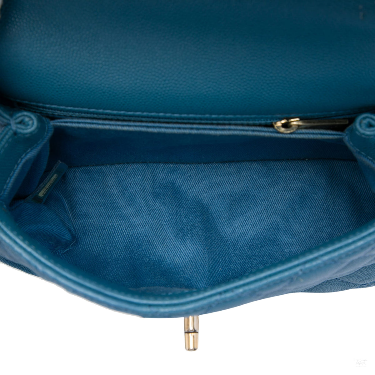 Second hand Chanel Coco Small Caviar Leather Top-handle Shoulder Bag Blue - Tabita Bags