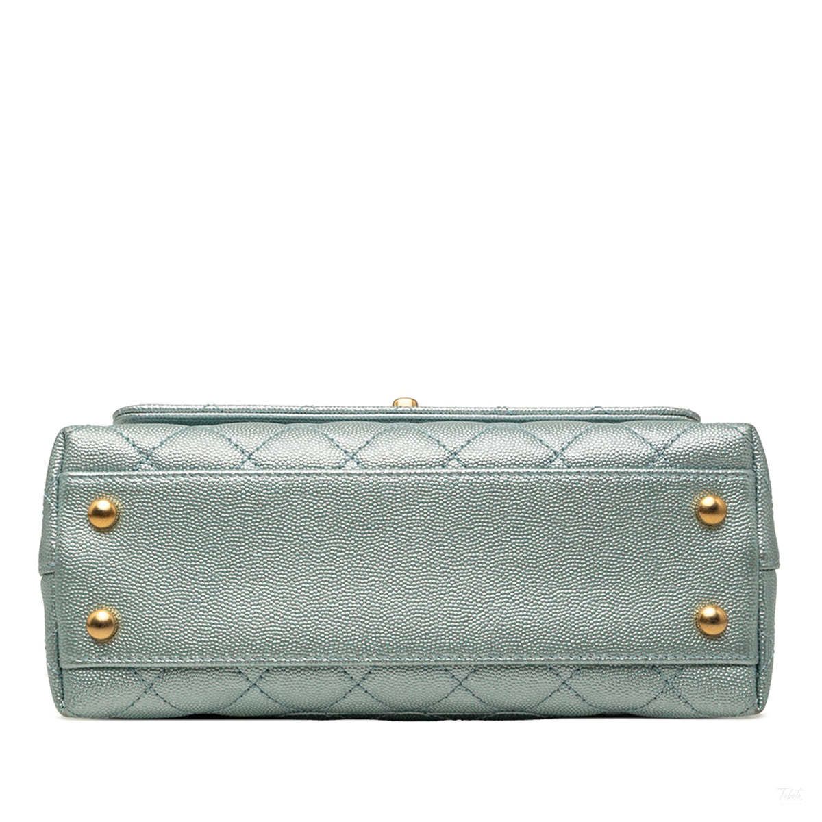 Second hand Chanel Coco Small Caviar Leather Top-handle Shoulder Bag Blue - Tabita Bags