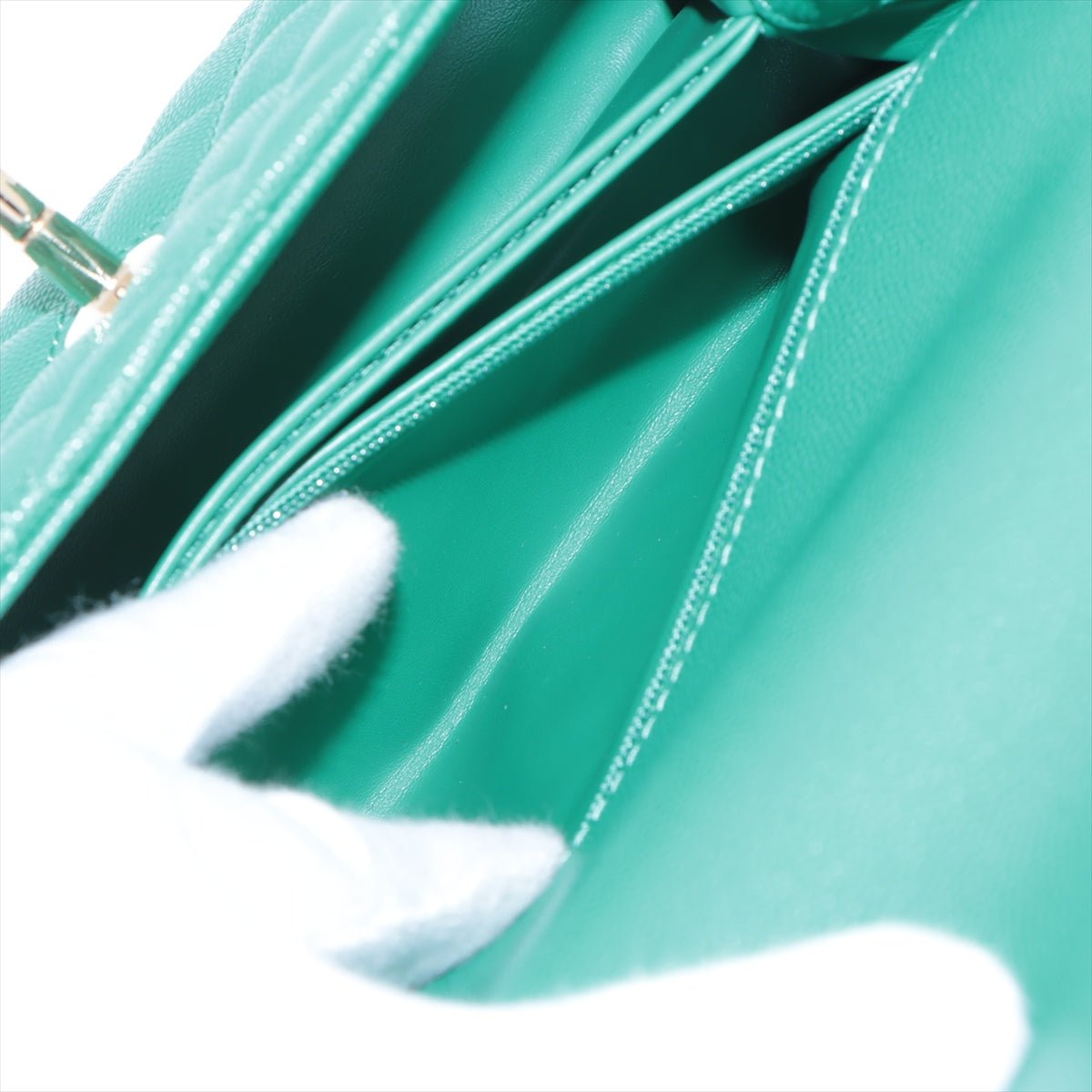 Second hand Chanel Coco Small Caviar Leather Top-handle Shoulder Bag Green - Tabita Bags