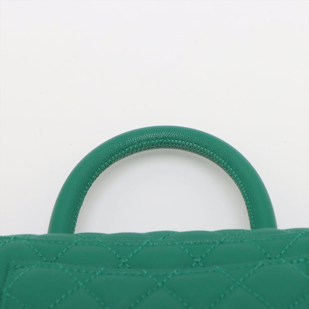Second hand Chanel Coco Small Caviar Leather Top-handle Shoulder Bag Green - Tabita Bags