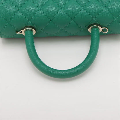 Second hand Chanel Coco Small Caviar Leather Top-handle Shoulder Bag Green - Tabita Bags