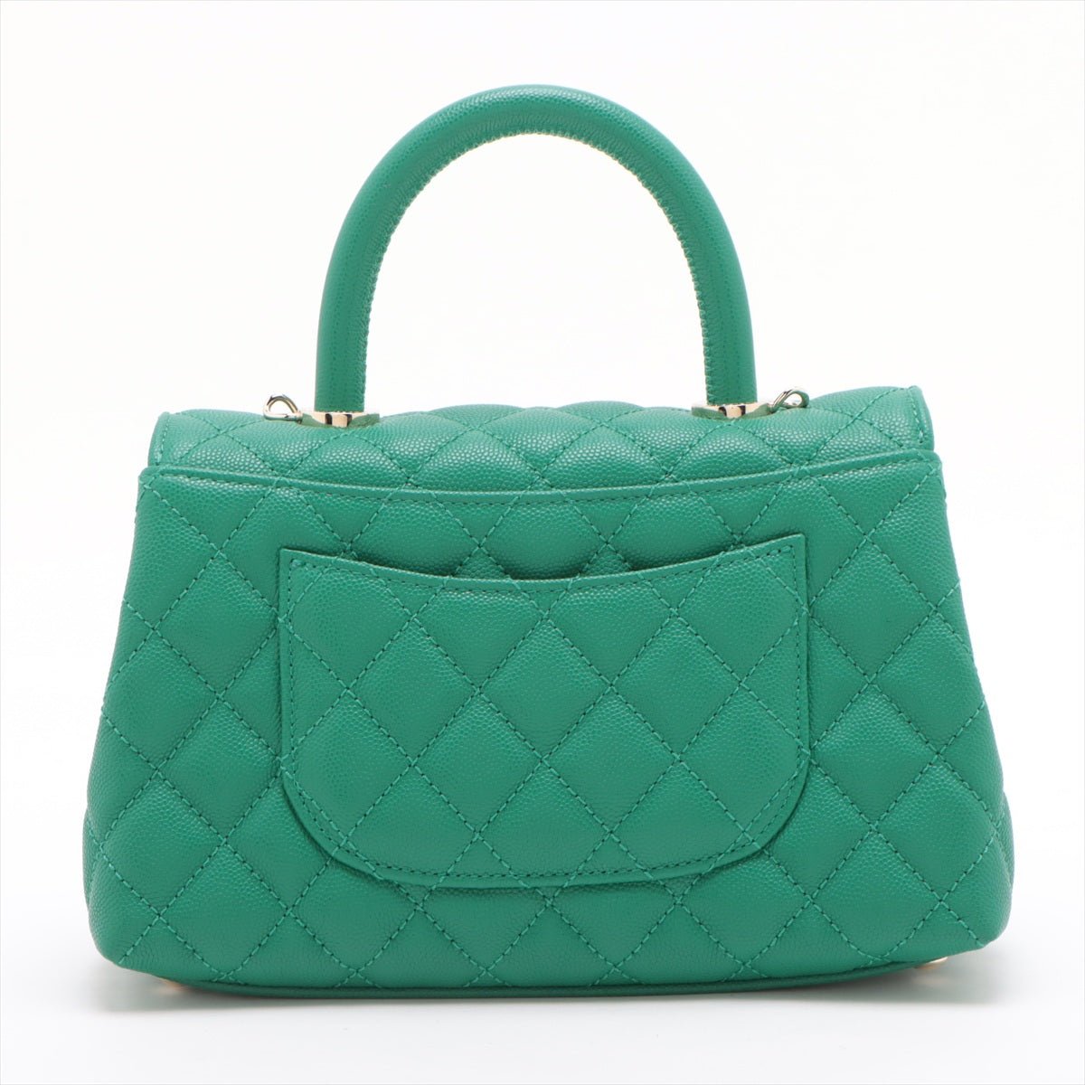 Second hand Chanel Coco Small Caviar Leather Top-handle Shoulder Bag Green - Tabita Bags