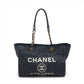 Second hand Chanel Deauville Small Denim Tote Bag Blue - Tabita Bags