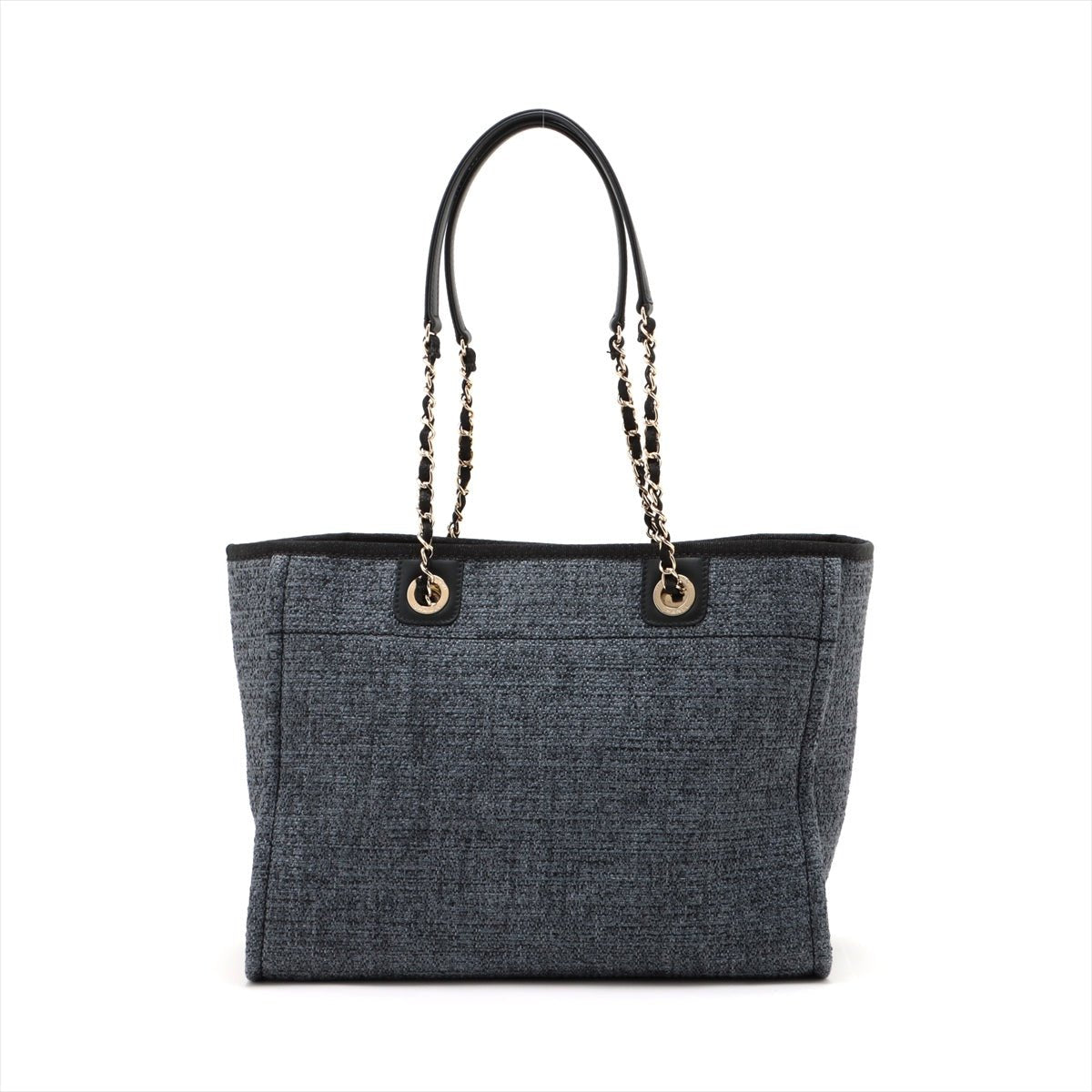 Second hand Chanel Deauville Small Raffia Tote Bag Navy - Tabita Bags