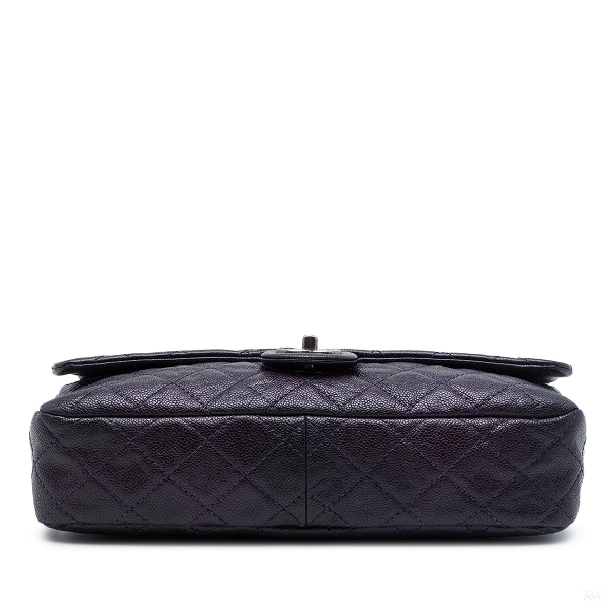 Second hand Chanel Easy Flap Jumbo Iridescent Caviar Leather Quilted Shoulder Bag Purple - Tabita Bags
