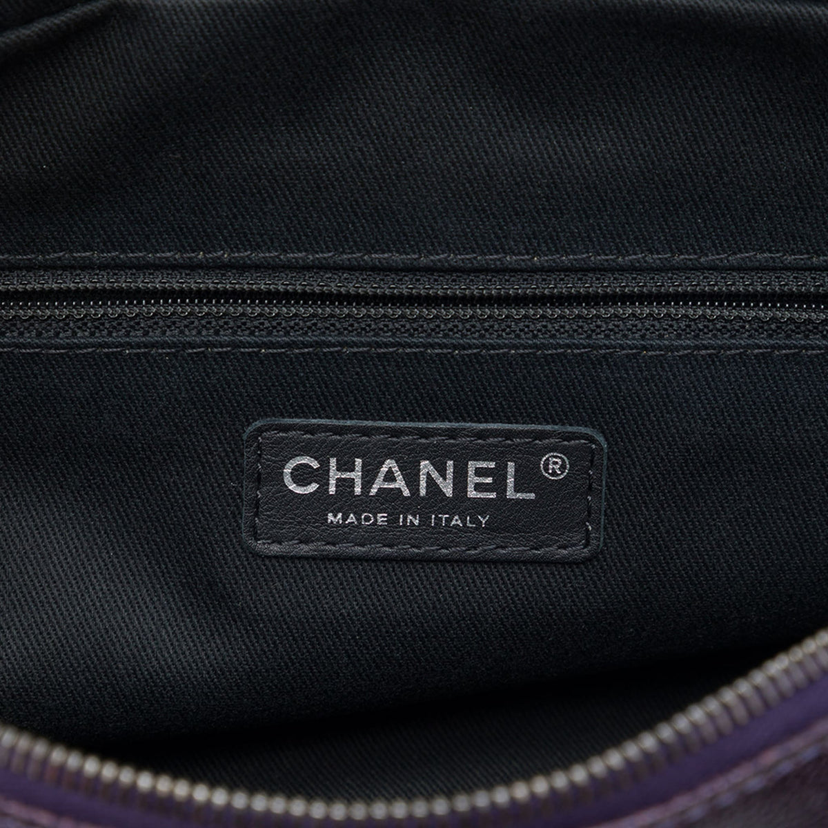 Second hand Chanel Easy Flap Jumbo Iridescent Caviar Leather Quilted Shoulder Bag Purple - Tabita Bags