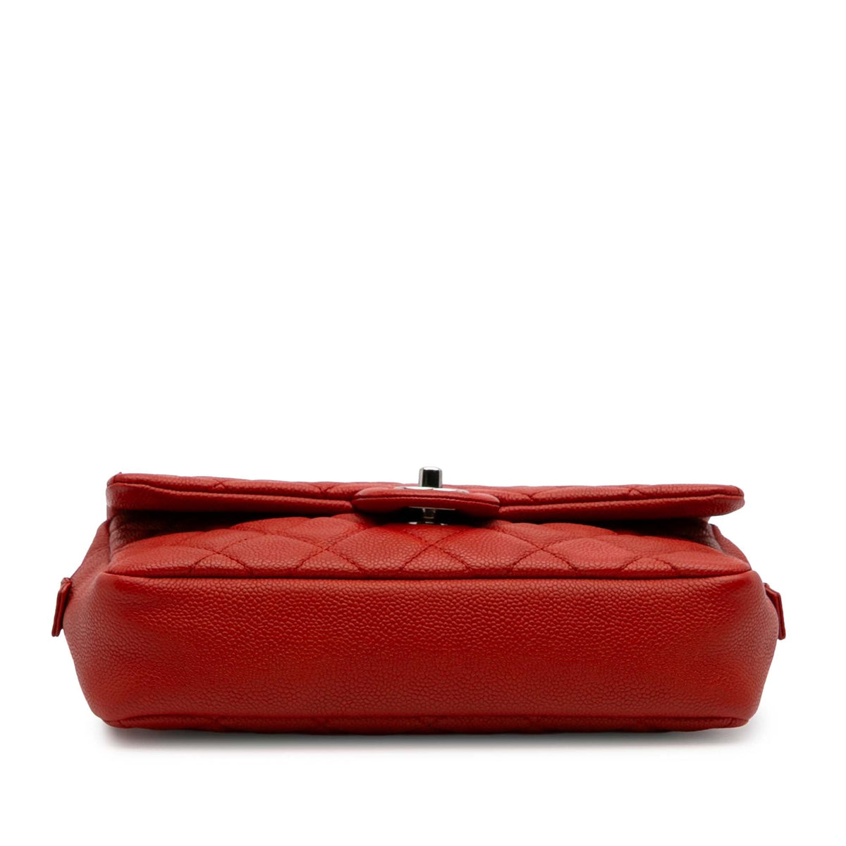 Second hand Chanel Easy Flap Medium Caviar Leather Quilted Shoulder Bag Orange - Tabita Bags