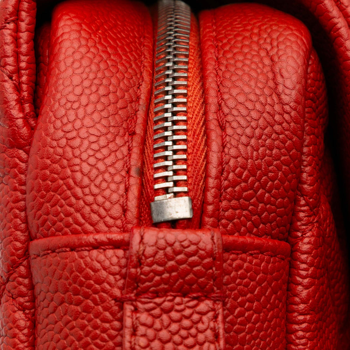 Second hand Chanel Easy Flap Medium Caviar Leather Quilted Shoulder Bag Orange - Tabita Bags