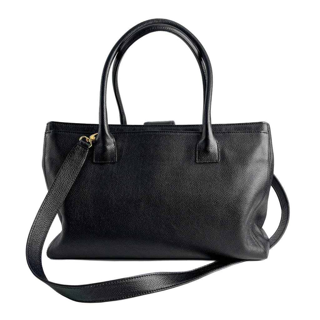 Second hand Chanel Executive Cerf Leather Tote Shoulder Bag Black - Tabita Bags