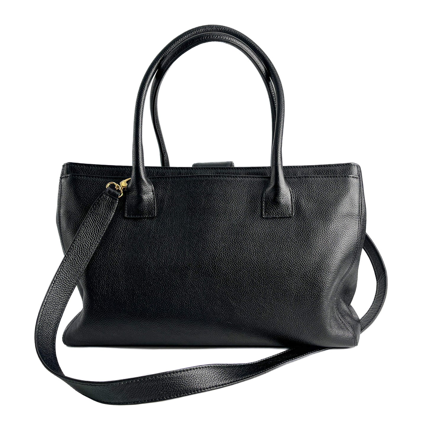 Second hand Chanel Executive Cerf Leather Tote Shoulder Bag Black - Tabita Bags