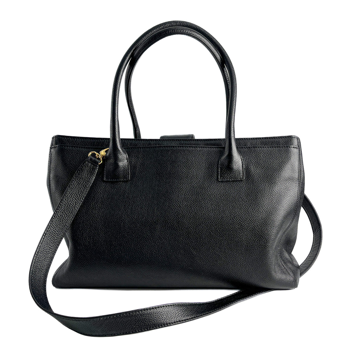 Second hand Chanel Executive Cerf Leather Tote Shoulder Bag Black - Tabita Bags