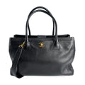 Second hand Chanel Executive Cerf Leather Tote Shoulder Bag Black - Tabita Bags
