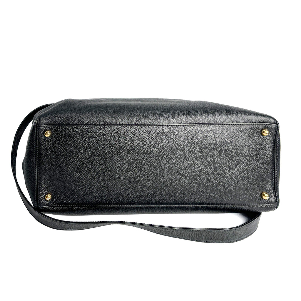 Second hand Chanel Executive Cerf Leather Tote Shoulder Bag Black - Tabita Bags