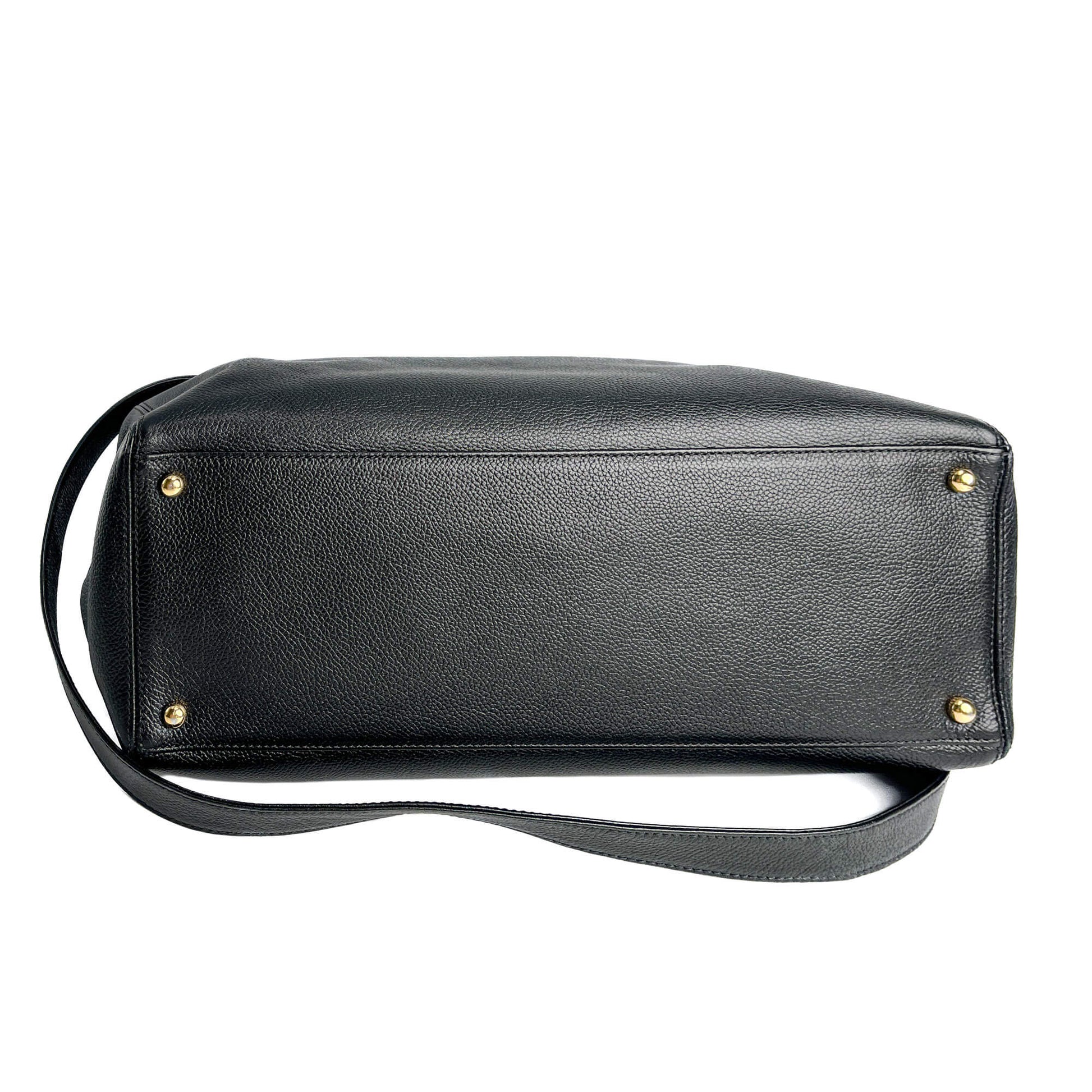 Second hand Chanel Executive Cerf Leather Tote Shoulder Bag Black - Tabita Bags